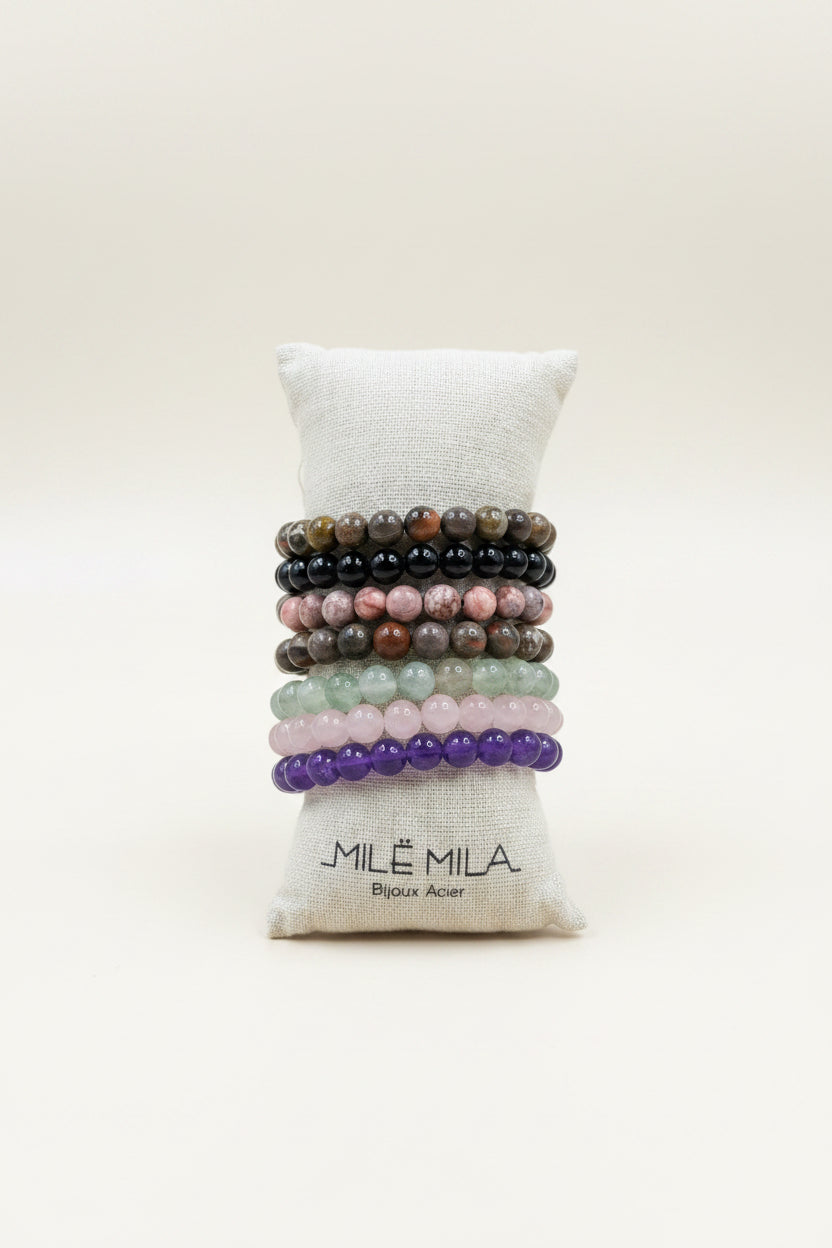 Bracelet en pierre Quartz Rose