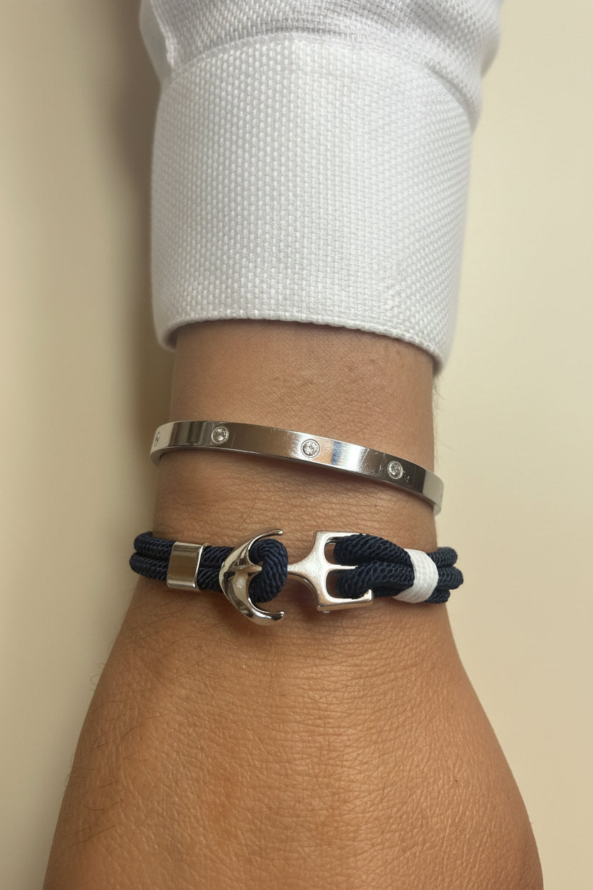 Bracelet ancre bleu-marine