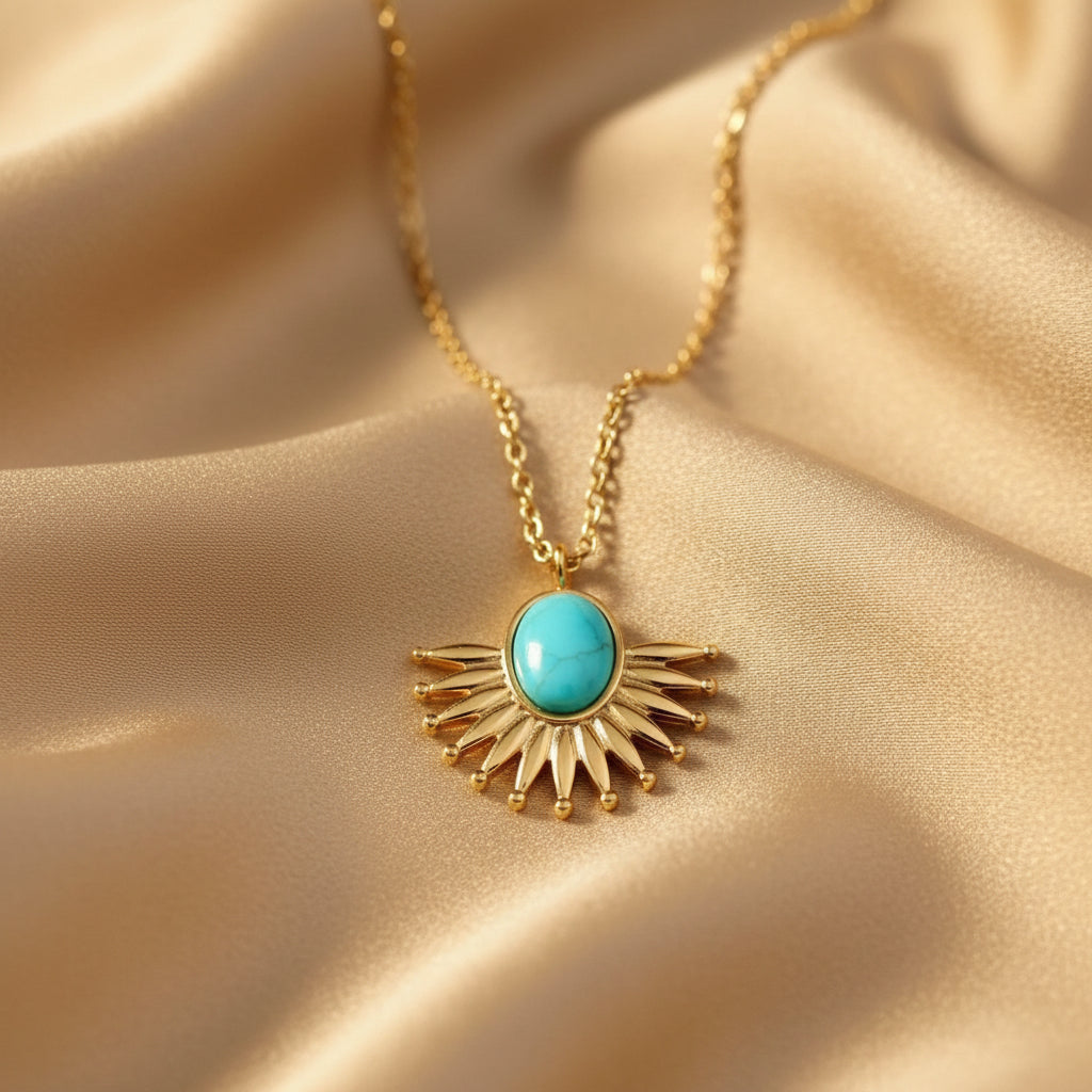 Collier soleil bleu